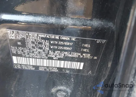 2017 Toyota Rav4 Le z USA, uszkodzony, nr VIN 2T3BFREV9HW674459